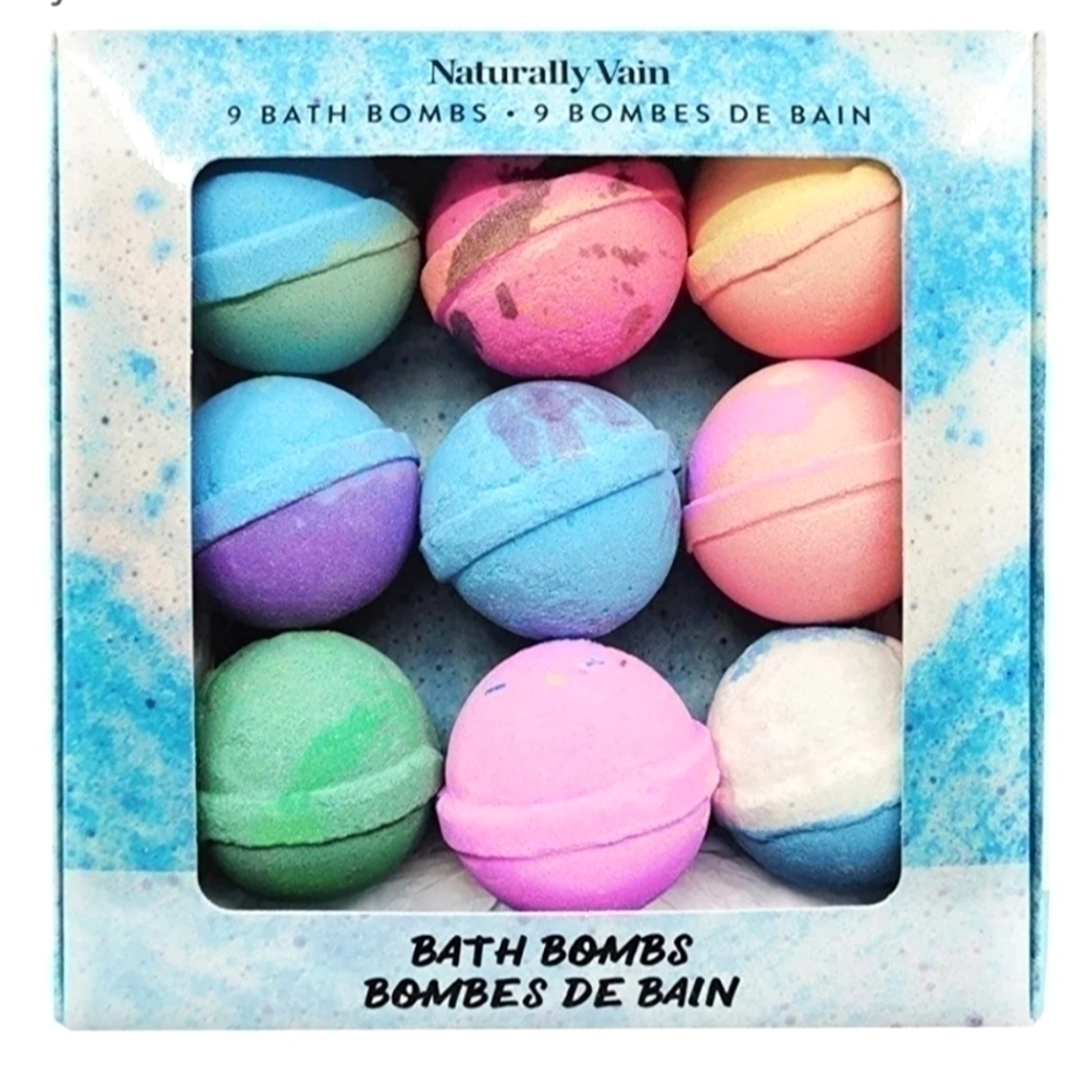 🛑 2 / $40 Sale! Naturally Vain Handmade Natural Bathbombs 9 count NWT
